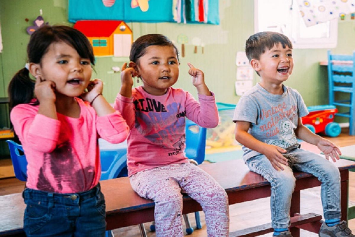 Refugee children at a kindergarten in Greece