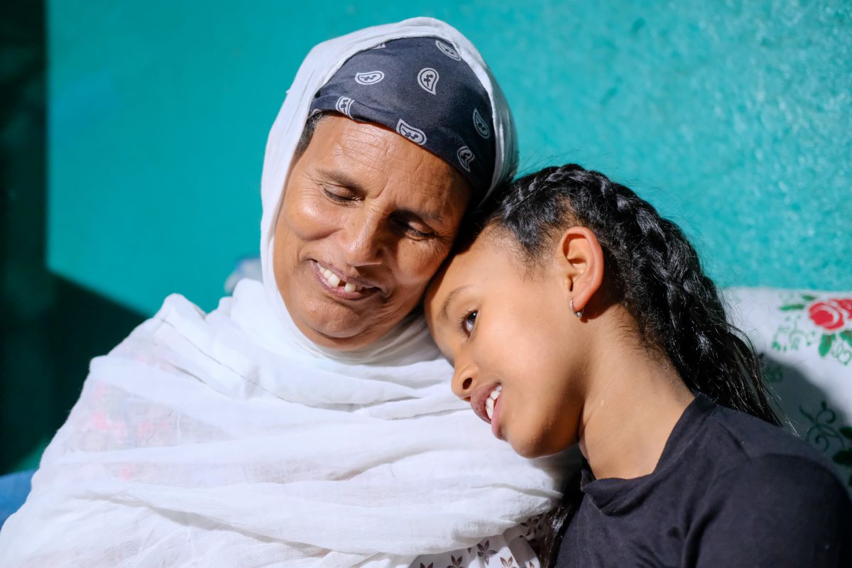 Picture of girl hugging grandmother