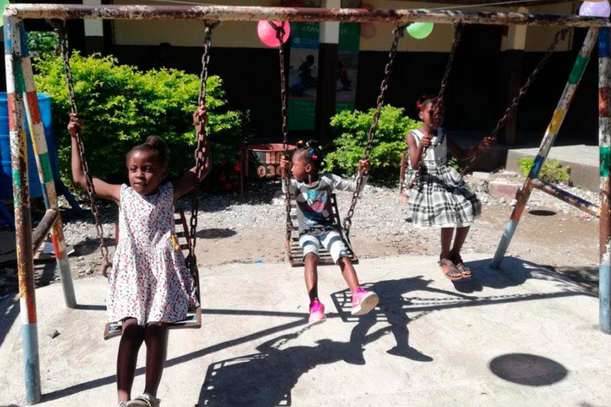 Children at the two child-friendly spaces in Haiti