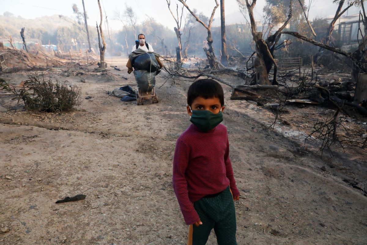 Image of child at the Moria camp