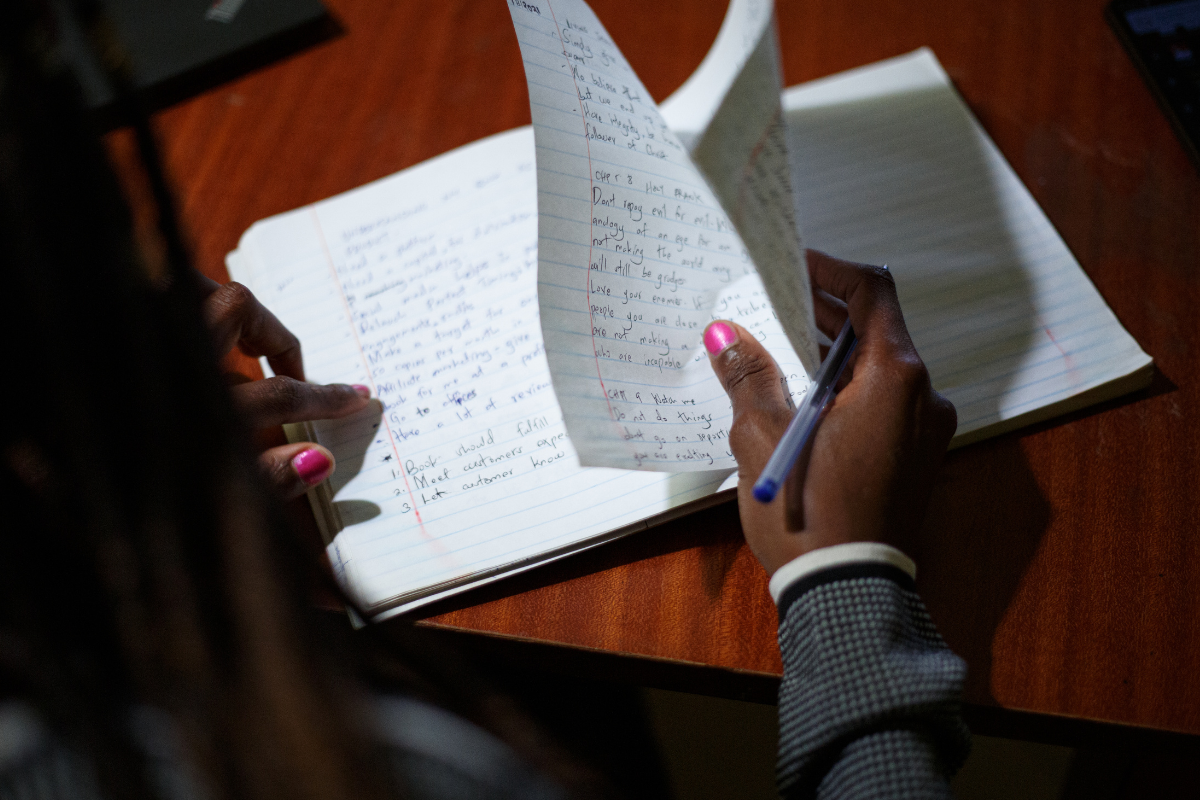 Trisha is a fiction writer who uses characters she creates to tell her real life story.